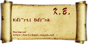 Kürti Bánk névjegykártya